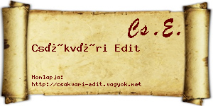 Csákvári Edit névjegykártya